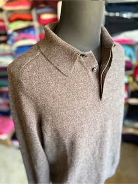 Men's Gray Polo Collar Cashmere Sweater